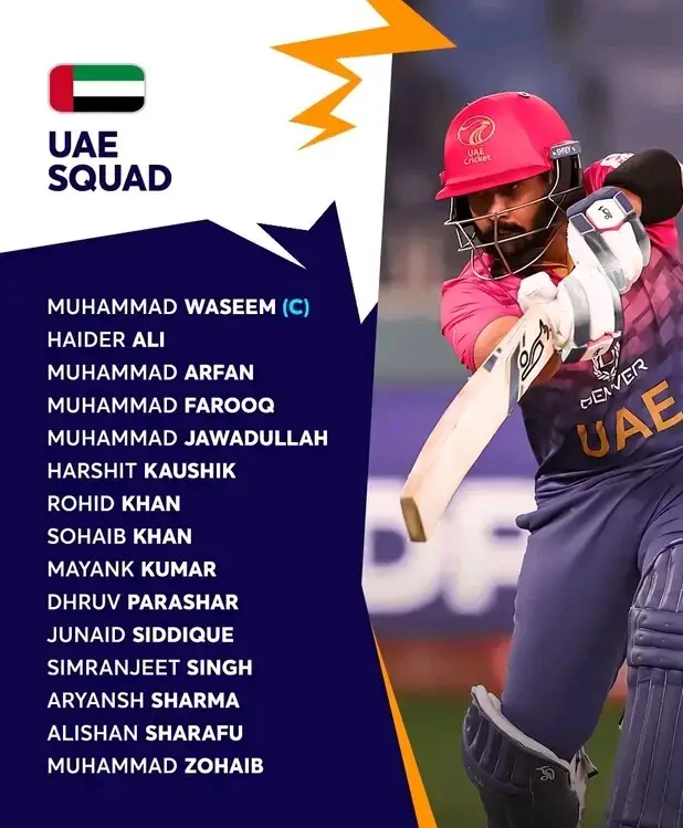 UAE Announce Balanced 15-Member Squad for ICC Men’s T20 World Cup 2026