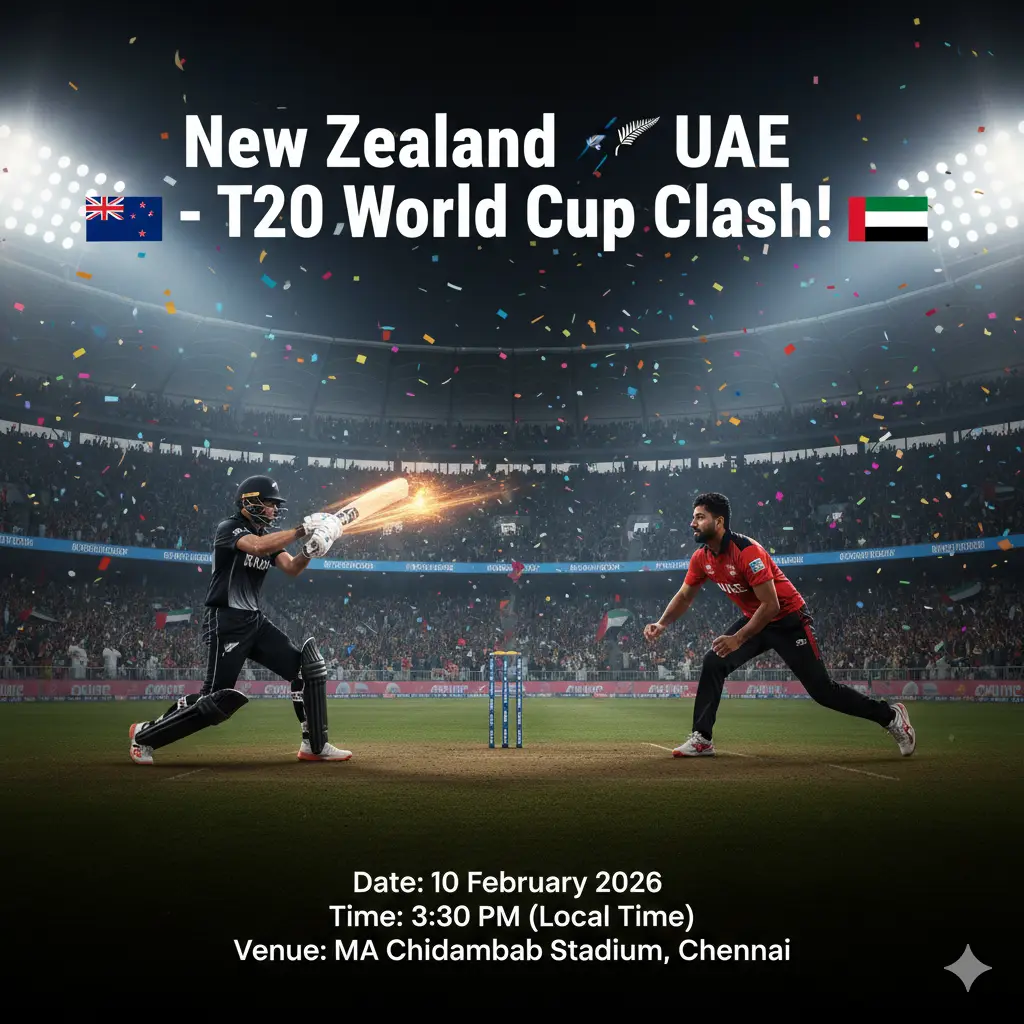 The ICC Men’s T20 World Cup 2026 continues with an exciting Group Stage encounter as New Zealand